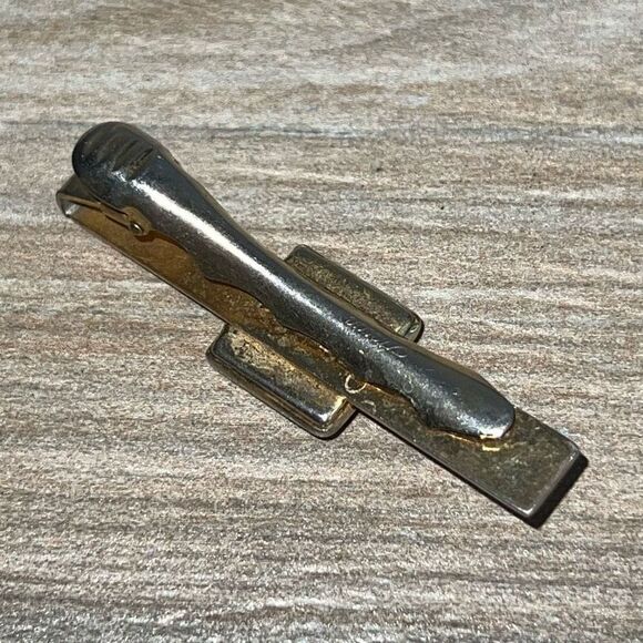 Vintage Red Striped Tie Bar And Cuff Links Set Mens Gold Tone Classic Old Money - Picture 8 of 10